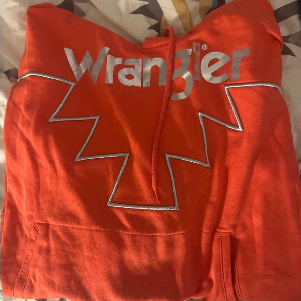 Wrangler Bright Orange Hoodie with Silver Details